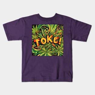 Cannabis Enjoyment - 'Toke!' Amid Marijuana Leaf Explosions Tee Kids T-Shirt